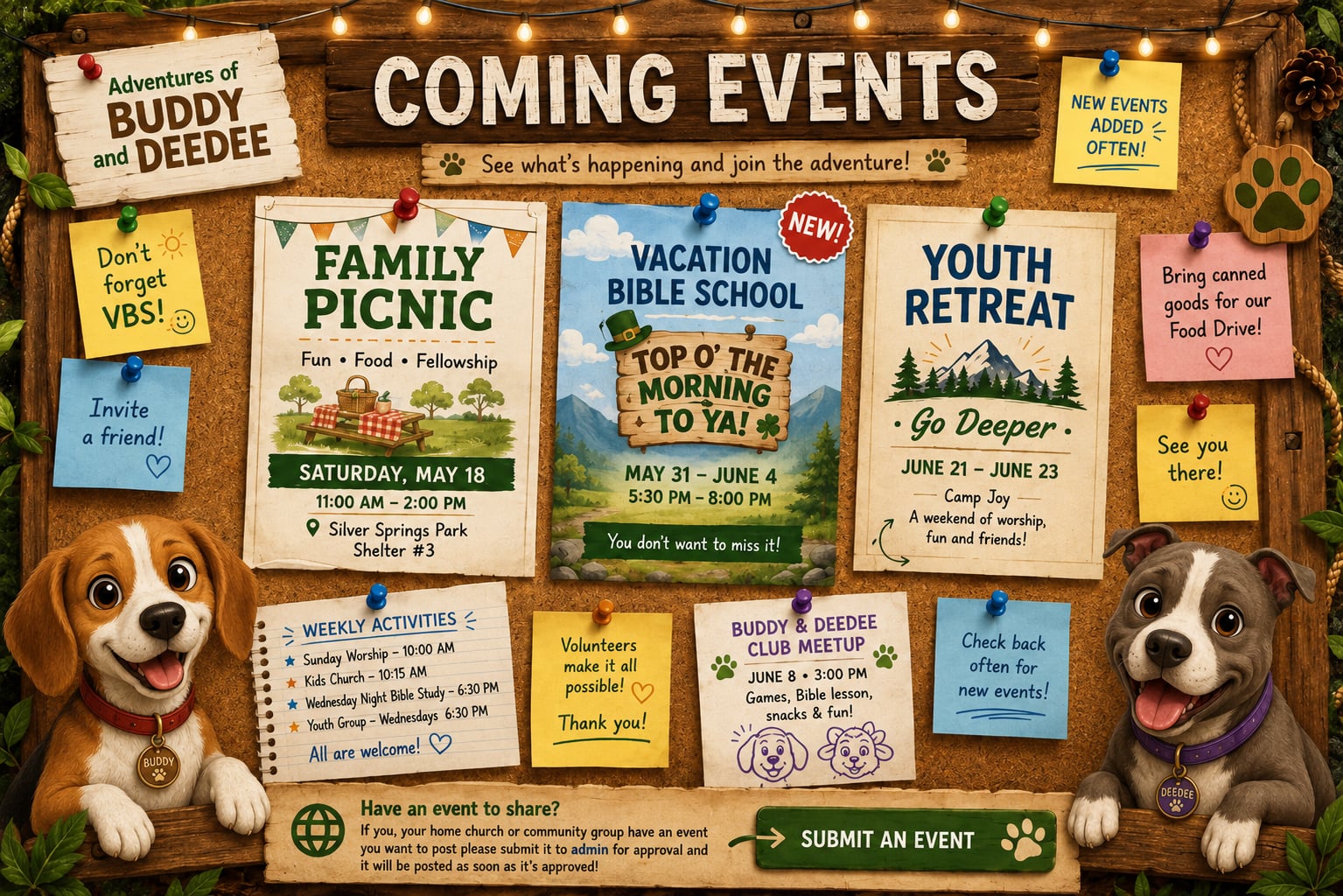 Coming Events Calendar Bulletin Board